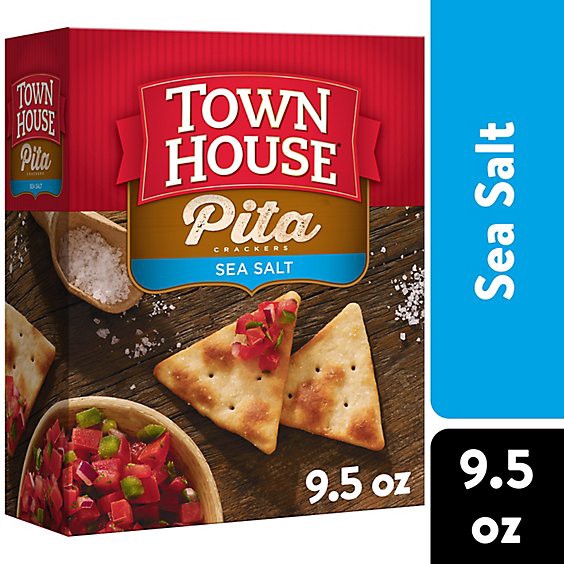 slide 1 of 7, Town House Pita Oven Baked Crackers Sea Salt Lunch Snacks - 9.5 Oz, 9.5 oz
