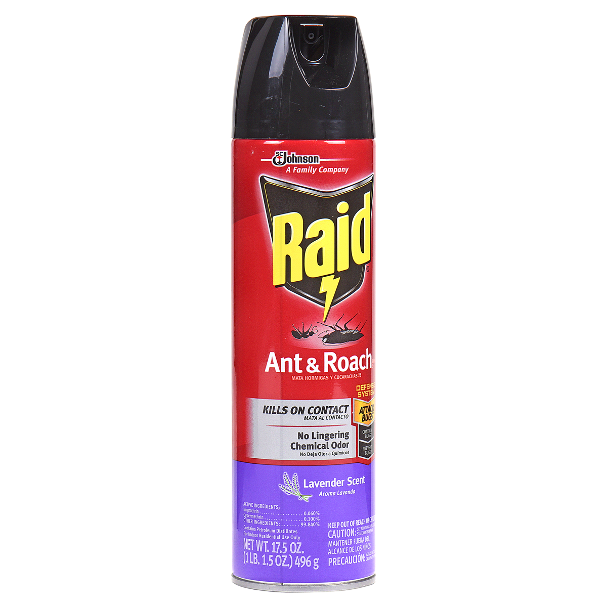slide 6 of 8, Raid Ant and Roach Killer Indoor and Outdoor Insecticide Spray, Lavender Scent, 17.5oz, 17.5 oz