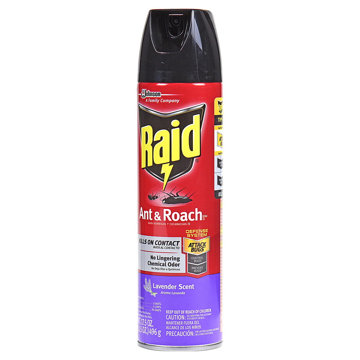 slide 8 of 8, Raid Ant and Roach Killer Indoor and Outdoor Insecticide Spray, Lavender Scent, 17.5oz, 17.5 oz