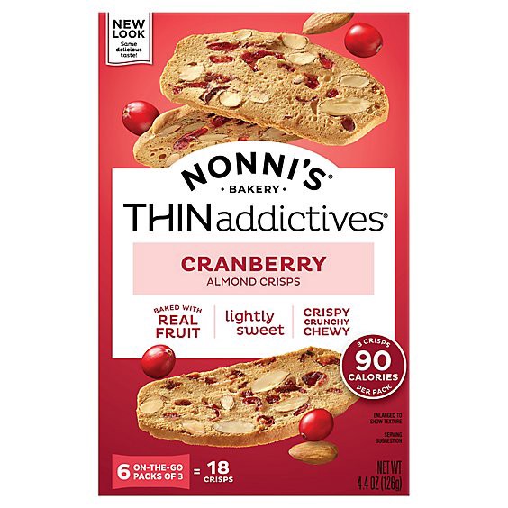 slide 1 of 1, Nonnis Thinaddictives Cookies Almond Thin Cranberry 6 Count - 4.4 Oz, 4.4 oz