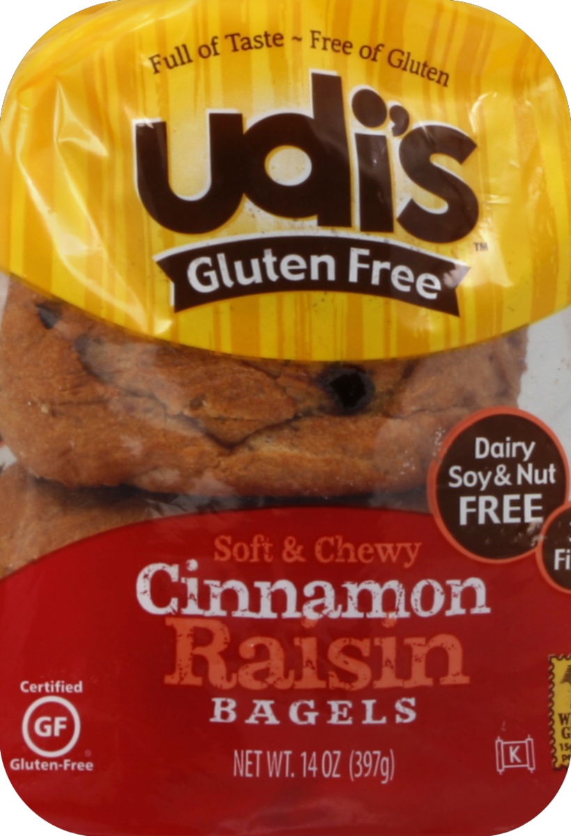 slide 5 of 5, Udi's Cinnamon Raisin Bagels, 14 oz