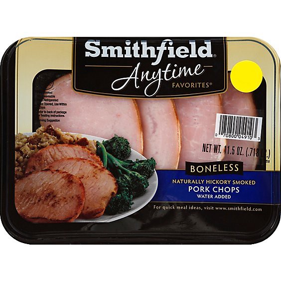 slide 1 of 1, Smithfield Anytime Favorites Naturally Hickory Smoked Pork Chops - 11 Oz, 11.5 oz