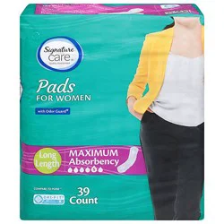 Signature Select/care Maximum Absorbency Long Length Bladder Control Pads For Women - 39 Count