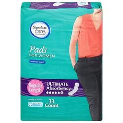 Signature Select/care Ultimate Absorbency Regular Length Bladder Control Pads For Women - 33 Count