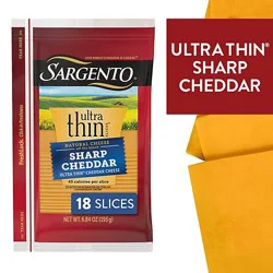 Sargento Sharp Natural Cheddar Cheese Ultra Thin Slices 18 Count - 6.84 Oz
