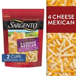 Sargento Shredded 4 Cheese Mexican Natural Cheese Traditional Cut - 8 Oz