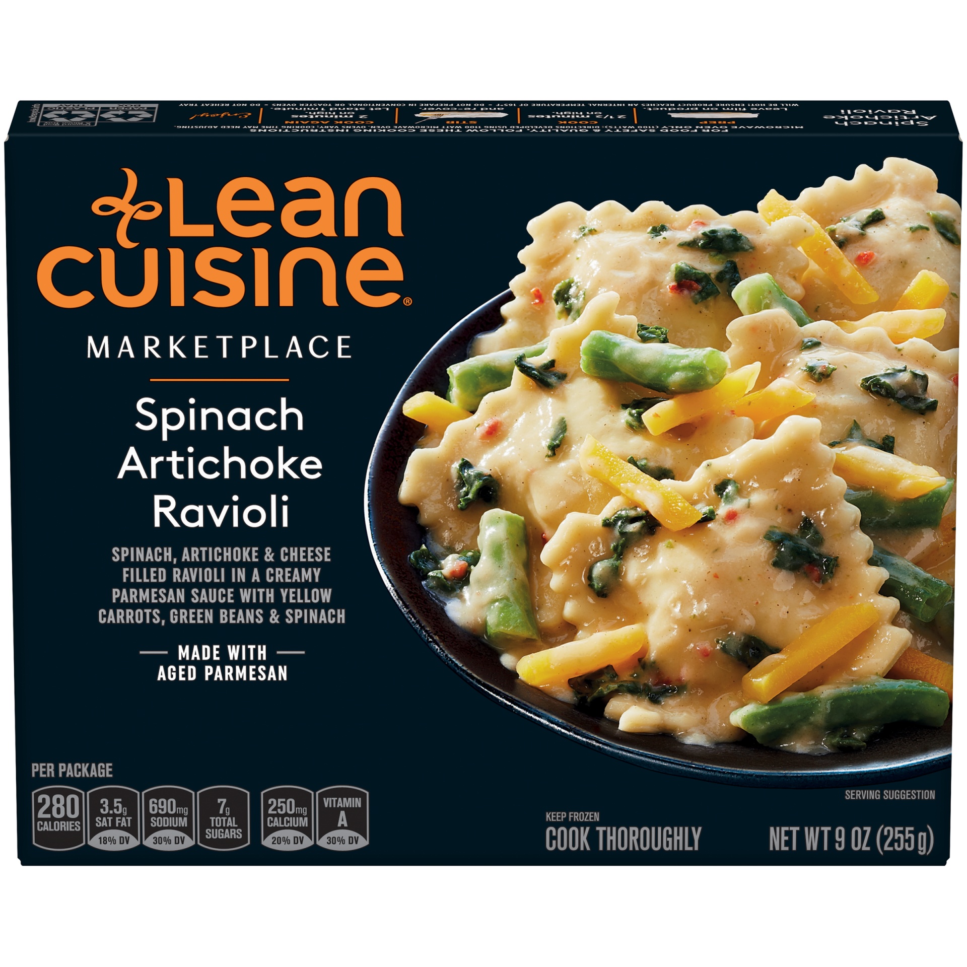 slide 3 of 6, Lean Cuisine Frozen Marketplace Spinach Artichoke Ravioli, 