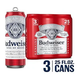 Budweiser American Lager Beer In Cans - 3 - 25 Fl. Oz.