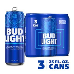 Bud Light American Lager Beer In Cans - 3 - 25 Fl. Oz.