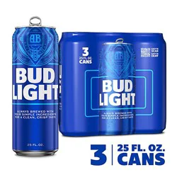 Bud Light American Lager Beer In Cans - 3 - 25 Fl. Oz.