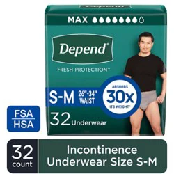 Depend Fresh Protection Adult Small/medium Grey Absorbency Incontinence Underwear - 32 Count