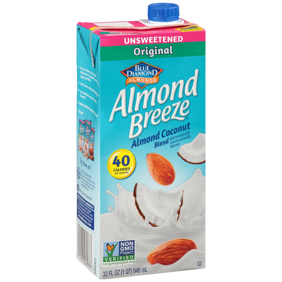 slide 2 of 8, Almond Breeze Unsweetened Coconut Original Shelf-Stable Almondmilk, 32 oz, 