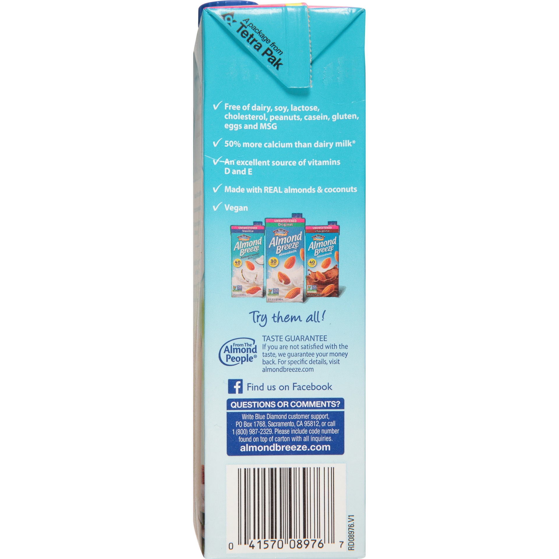 slide 4 of 8, Almond Breeze Unsweetened Coconut Original Shelf-Stable Almondmilk, 32 oz, 