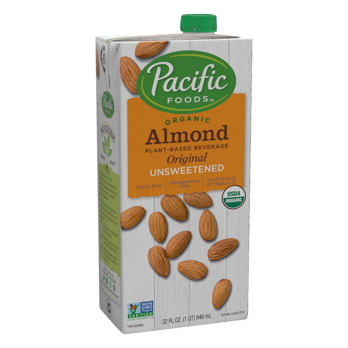 slide 2 of 9, Pacific Foods Organic Unsweetened Almond Original Plant-Based Beverage, 1 qt