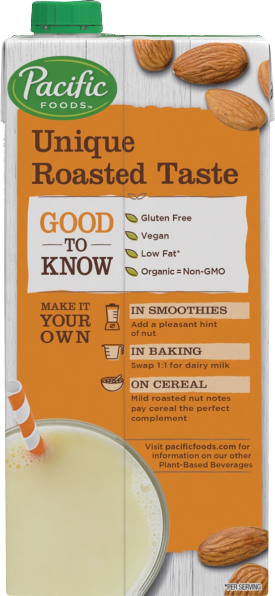 slide 9 of 9, Pacific Foods Organic Unsweetened Almond Original Plant-Based Beverage, 1 qt