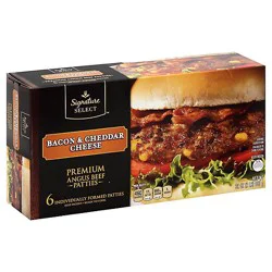 Signature Select Bacon And Cheddar Cheese Premium Angus Beef Hamburger Patties - 32 Oz