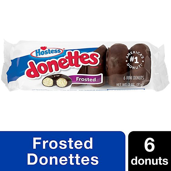 slide 1 of 1, Hostess Donettes Frosted Chocolate Mini Donuts Single Serve 6 Count - 3 Oz, 3 oz