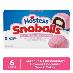 Hostess Snoballs Snack Cakes Coconut & Marshmallow Covered Chocolate Cake - 6 - 10.5 Oz
