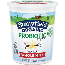 Stonyfield Organic Whole Milk Vanilla Probiotic Yogurt - 32 Oz
