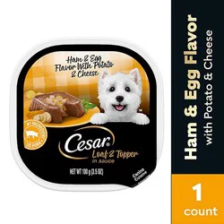 Cesar Loaf & Topper In Sauce Ham & Egg Flavor With Potato & Cheese Soft Wet Dog Food - 3.5 Oz