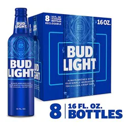 Bud Light American Lager Beer In Bottles - 8 - 16 Fl. Oz.