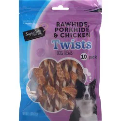 Signature Pet Care Dog Treat Dog Twist Pork Beef & Chicken - 10 Count