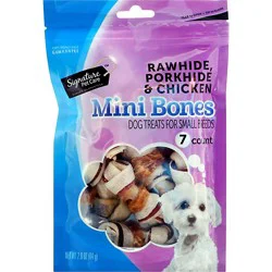 Signature Pet Care Dog Treat Dog Bones Pork Beef & Chicken Blister Pack - 7 Count