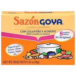 Goya Sazon Seasoning Con Culantro Y Achiote Box 8 Count - 1.41 Oz
