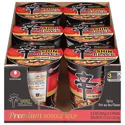 Nongshim Shin Ramyun Black Premium Spicy Beef Noodle Soup Cups Pack - 6-3.5 Oz
