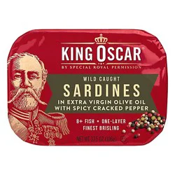 King Oscar Sardines In Extra Virgin Olive Oil With Spicy Cracked Pepper Spicy - 3.75 Oz