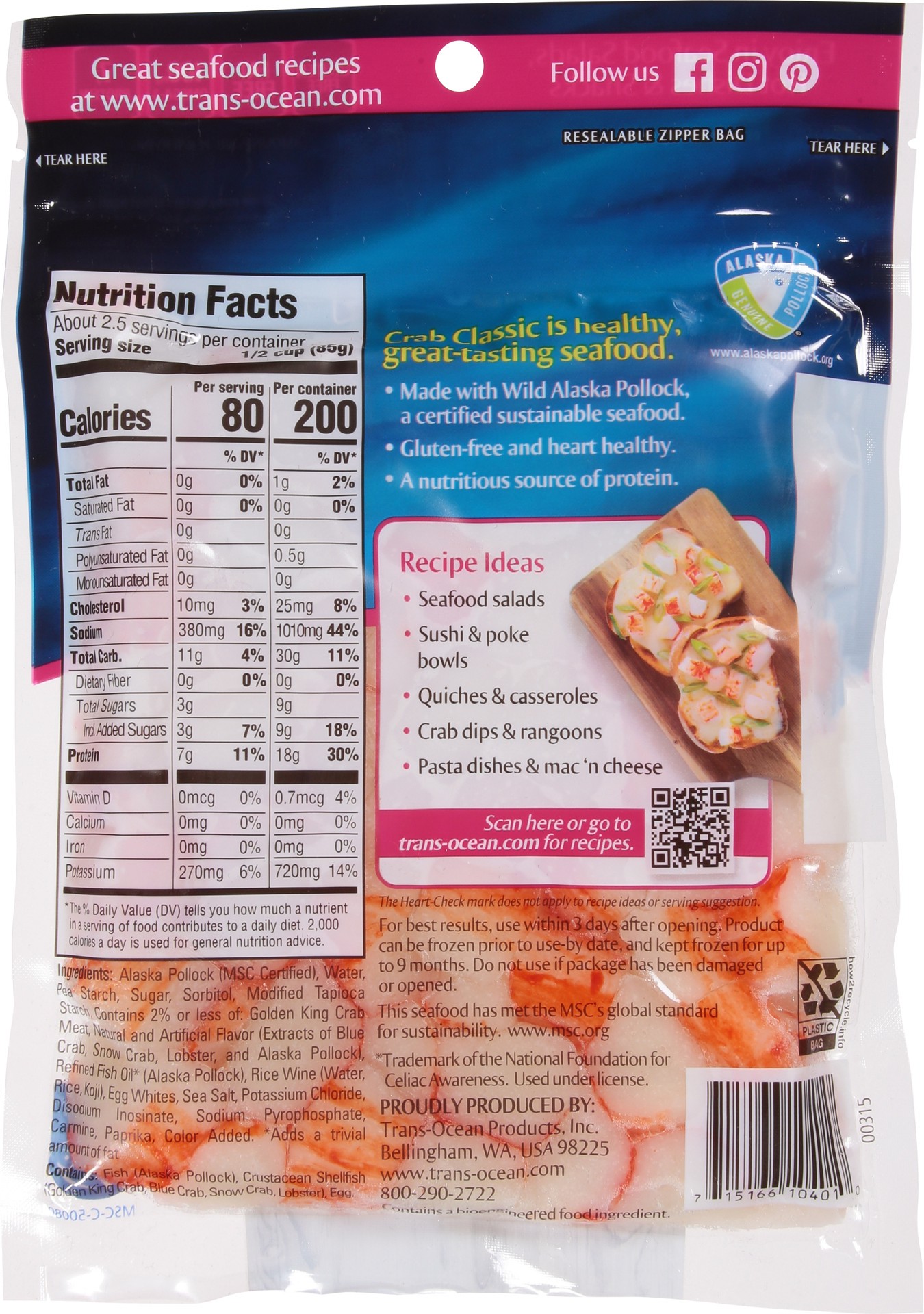 slide 9 of 13, Trans Ocean Crab Classic Chunk Style - 8 Oz, 8 oz