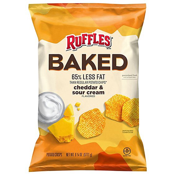 slide 1 of 1, Ruffles Potato Crisps Oven Baked Cheddar & Sour Cream Flavored - 6.25 Oz, 6.25 oz