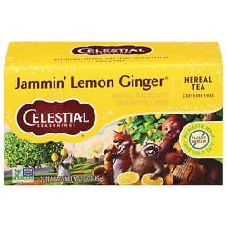 Celestial Seasonings Herbal Tea Bags Caffeine Free Jammin Lemon Ginger 20 Count - 1.6 Oz