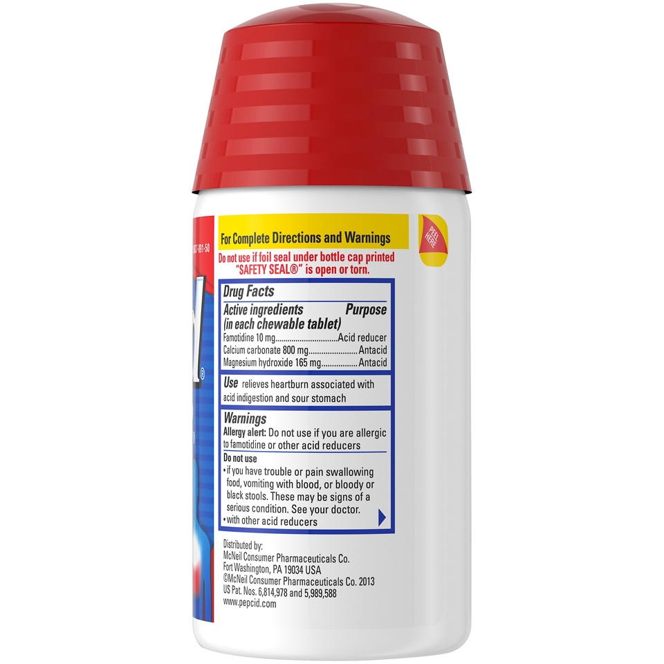 Pepcid Complete Acid Reducer + Antacid Chewables Famotidine Calcium