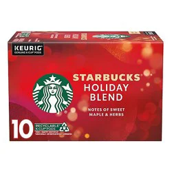 Starbucks Holiday Blend 100% Arabica Medium Roast K Cup Coffee Pods Box 10 Count - Each