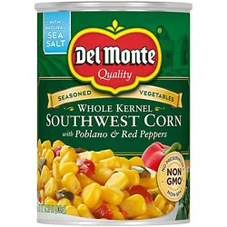 Del Monte Southwest Whole Kernel Corn With Poblano And Red Peppers - 15.25 Oz