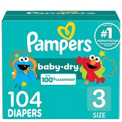 Pampers Baby Size 3 Dry Diapers - 104 Count