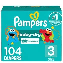 Pampers Baby Size 3 Dry Diapers - 104 Count
