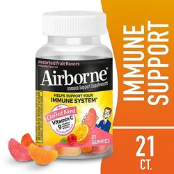 Airborne Immune Support Supplement Gummies 750mg Assorted Fruit Flavor - 21 Count