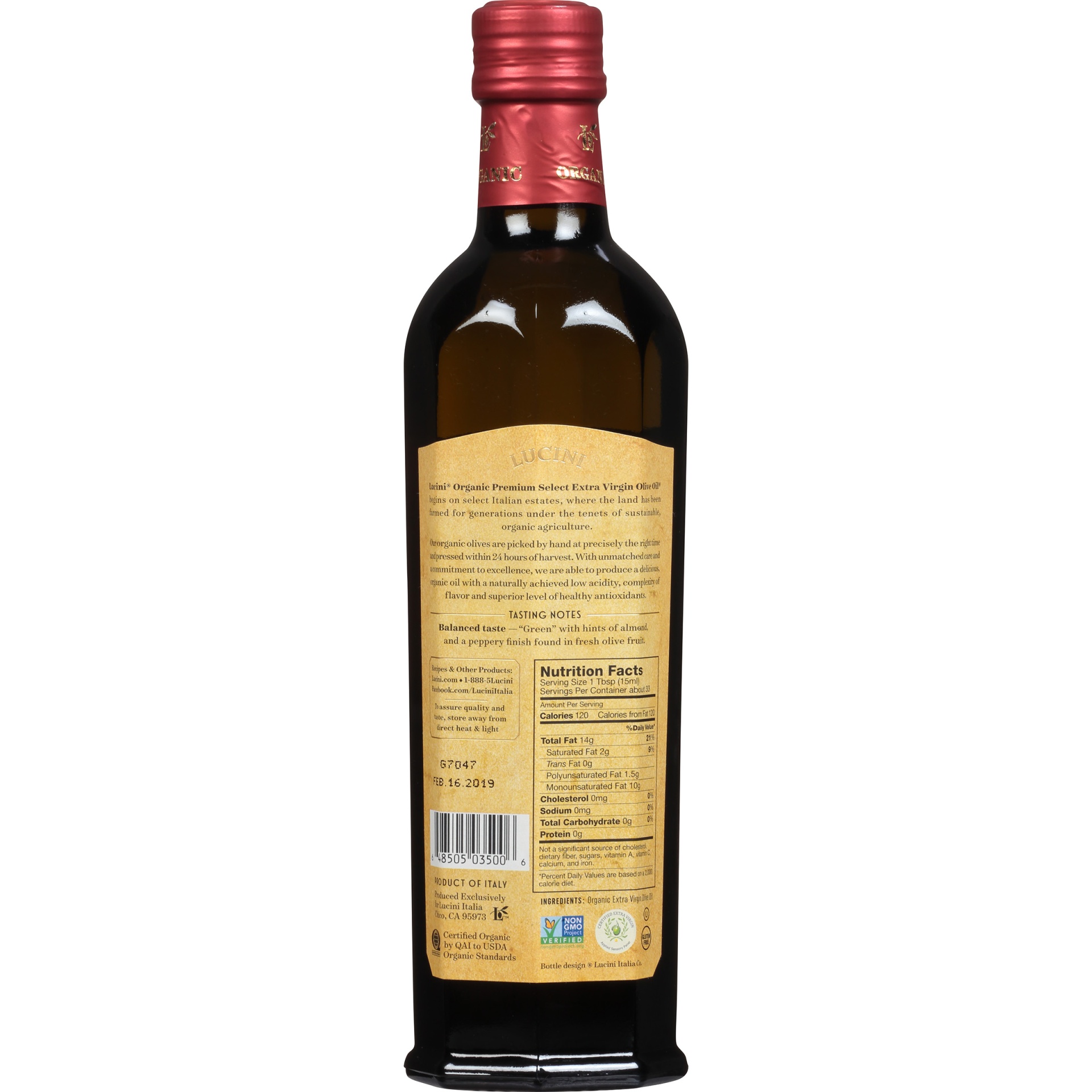 slide 2 of 8, Lucini Premium Select 100% Italian Organic Extra Virgin Olive Oil 16.9 fl oz, 