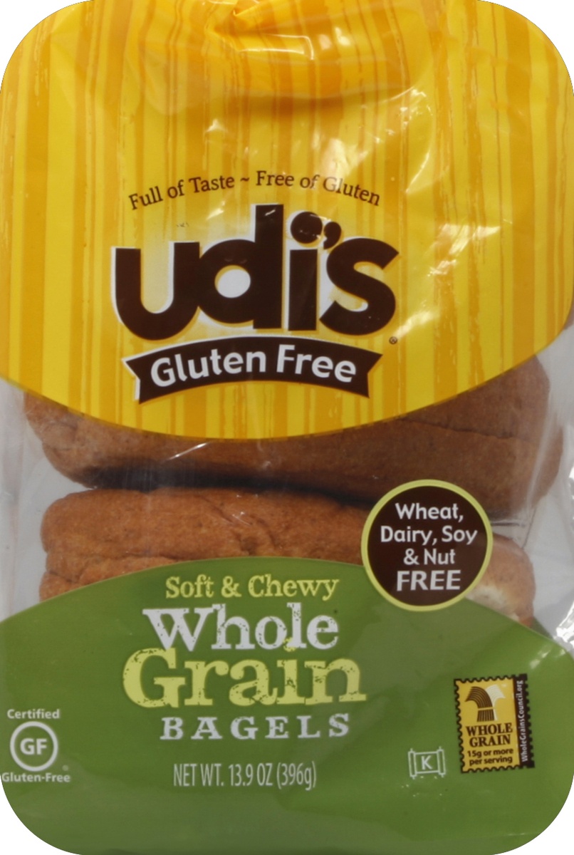slide 5 of 5, Udi's Gluten Free Whole Grain Bagels, 13.9 oz