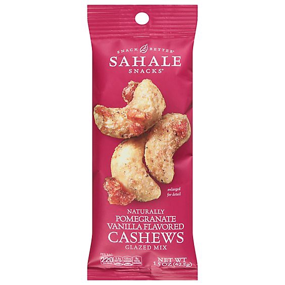 slide 1 of 1, Sahale Snacks Cashews Pomegranate Vanilla Flavored Natural Glazed Mix - 1.5 Oz, 1.5 oz