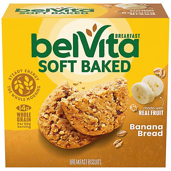 slide 1 of 3, Belvita Soft Baked Banana Bread Breakfast Bars - 5-1.76 Oz, 8.8 oz
