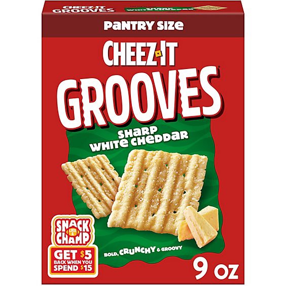 slide 1 of 12, Cheez-It Grooves Crunchy Cheese Crackers Sharp White Cheddar Snack Crackers - 9 Oz, 9 oz