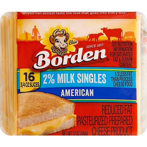 slide 1 of 5, Borden Cheese 2% Individually Wrapped American Cheese Singles - 12 Oz, 12 oz