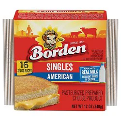 Borden Cheese American Cheese Single Wrapped Slice - 12 Oz