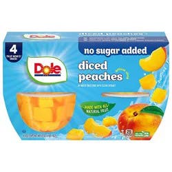 Dole Peaches Diced Yellow Cling No Sugar Added Cups - 4-4 Oz