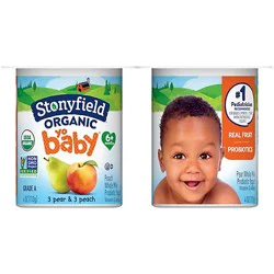 Stonyfield Organic Yobaby Pear & Peach Whole Milk Yogurt With Probiotics Cups - 6-4 Oz