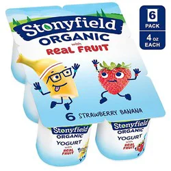 Stonyfield Organic Kids Strawberry Banana Whole Milk Yogurt Cup - 6-4 Oz