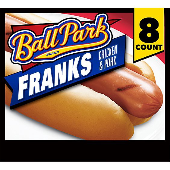 slide 1 of 8, Ball Park Classic Hot Dogs Original Length 8 Count, 15 oz